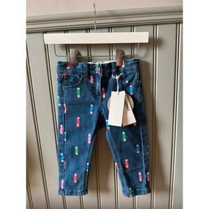 Stella McCartney pencil print kids denim pants, size 2 year old